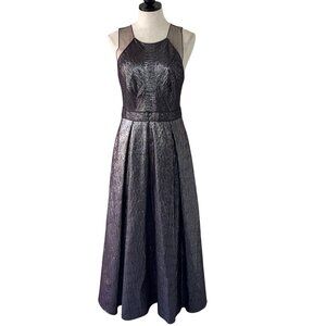 Badgley Mischka Womens Ball Gown Size 6 Brown Metallic Maxi Pockets Party